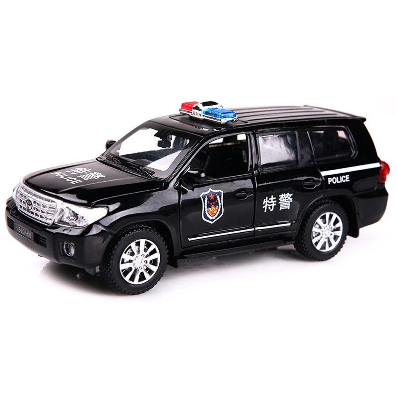 Finger Rock 1/32 масштаб моделирование Land Cruiser полицейская модель автомобиля литье под давлением игрушки мигающий светильник вытяжной автомобиль игрушка из сплава - Цвет: Land Cruiser Black
