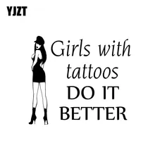 Yjzt 15.2*13.2cm meninas com tatuagens fazê-lo melhor decalques de vinil moda etiqueta do carro cobrindo o corpo preto/prata C20-0209