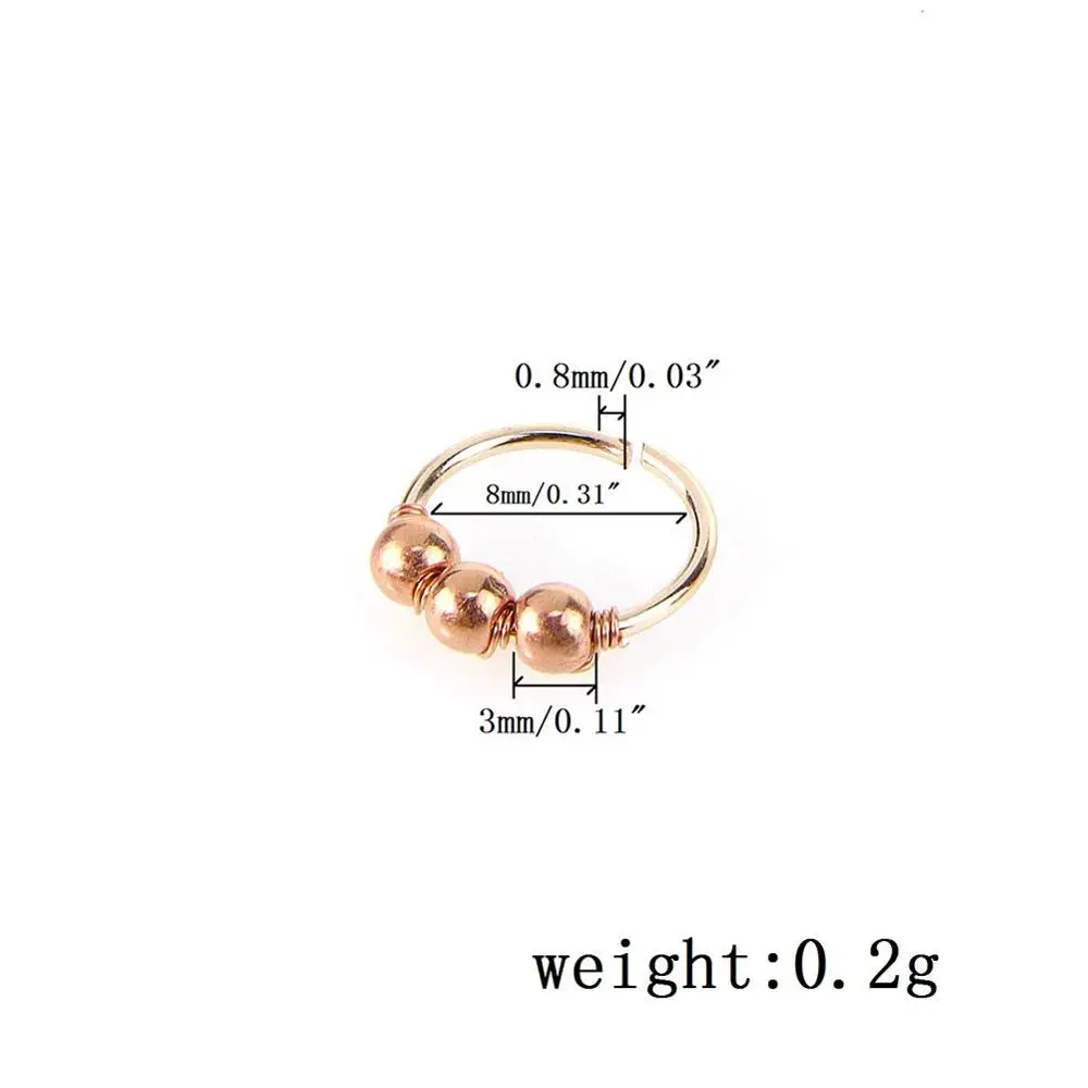 1 шт. модные кольца в нос из медных бусин, кольца в нос, очаровательные кольца для пирсинга, ювелирные изделия для пирсинга#248357 - Окраска металла: Rose Gold 8mm