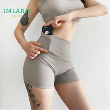 Imlario power Flex короткие одноцветные колготки для занятий йогой с контролем живота, женские облегающие леггинсы для бега, спортивные короткие леггинсы со скрытым карманом