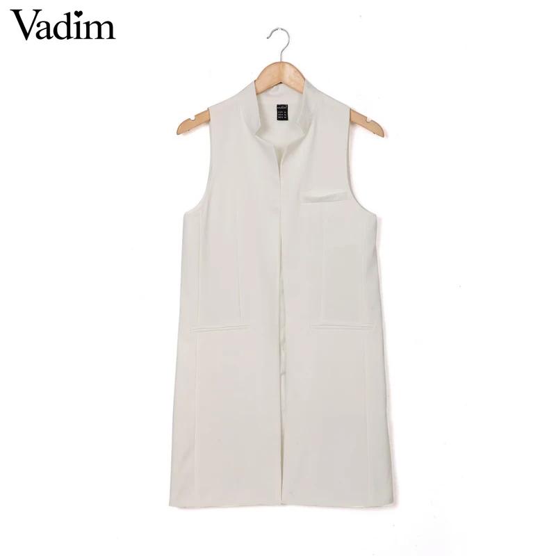 Женский Длинный жилет белый черный повседневный black long vest long vest coatlong