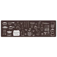 Комфортный противоутомляющий коврик на кухню и черный ковер нескользящий водонепроницаемый против загрязнений белый дизайн посуды