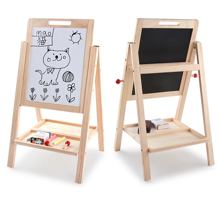 Quadro negro de madeira altura ajustável duplo