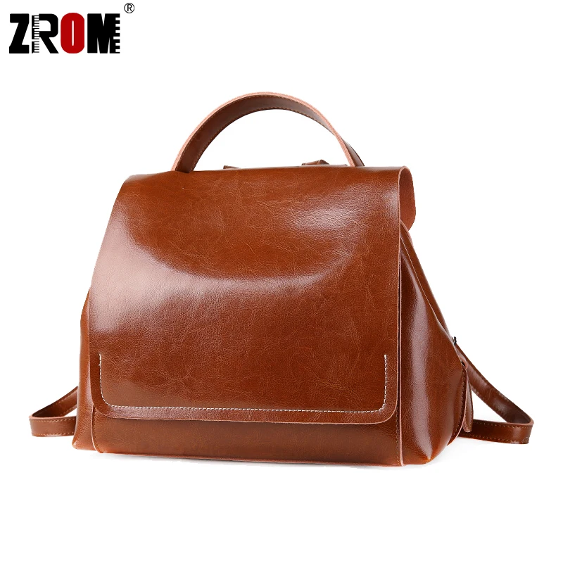 

ZROM New arrival Genuine Leather Backpacks Women Korean Style Fashion teenager School Backpack For Girls Real Cow Leather Bags