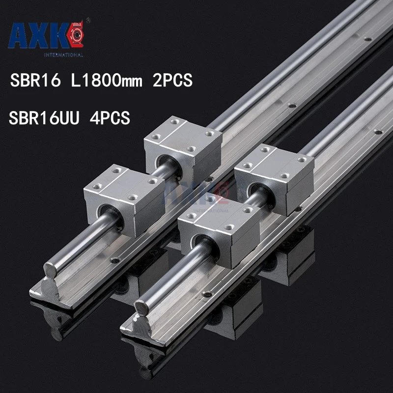 

Axk 2 Set Of Sbr16 -1800mm Supported Linear Rail Shaft Rod +4 Sbr16uu Linear Blocks 2pcs Sbr16 L1800 + 4pcs Sbr16uu