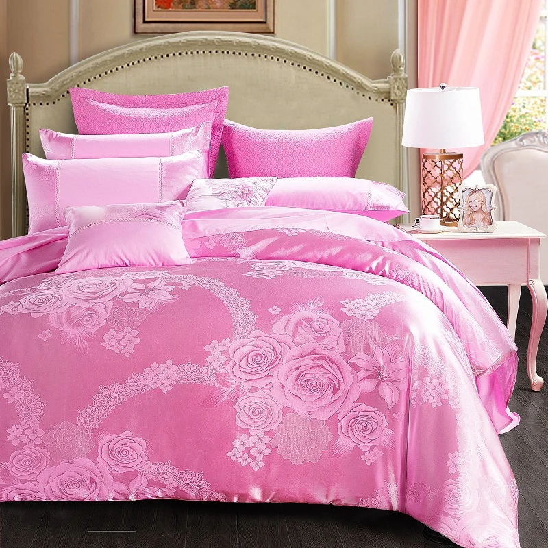 

New 4pcs Silk Cotton Jacquard Classic Elegance Bedding Set 23 style Luxury Duvet Cover Set Bed Sheet Pillowcases Queen King size