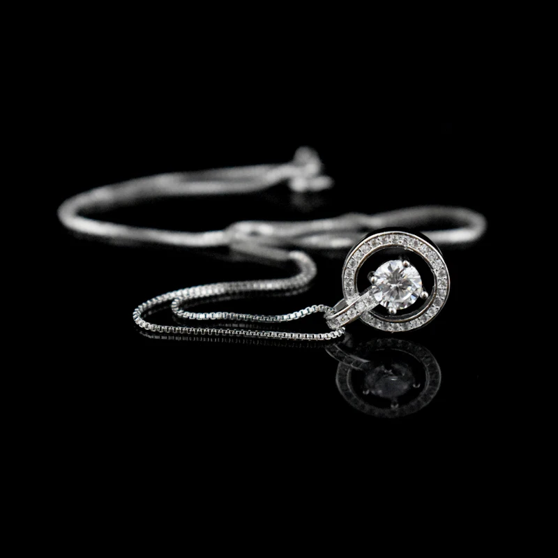 Новая мода, 925 пробы, серебряное круглое ожерелье с кулоном, ослепительное AAA+ кубический цирконий для женщин, ожерелье с кулоном, ювелирное изделие, подарок