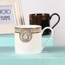 

Golden Avatar Bone China Coffee Mugs Simple European White and Black Couple Cup For Water Milk Gift Box Free Shipping