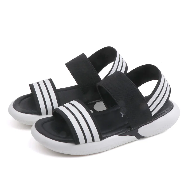 Летние модные сандалии для девочек, новинка года, детская обувь принцессы, пляжная обувь без шнуровки для девочек, Студенческие сандалии CSH873 - Цвет: Черный