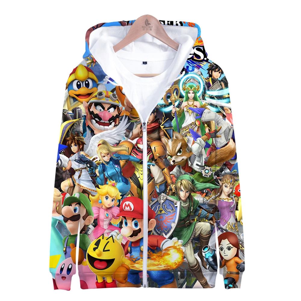 

Super Mario Hoodie Sweatshirt Super Smash Bros. Autumn Winter Streetwear Hoodies Men Sweatshirts Hip Hop Plus Size Jacket Coat