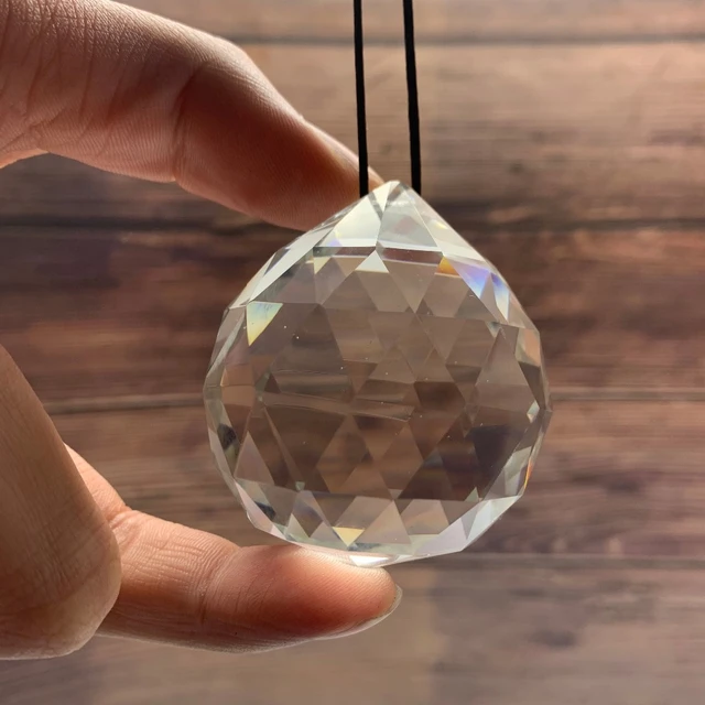 FENG SHUI HANGING CRYSTAL BALL Clear Faceted Sphere Sun Catcher Rainbow  Prism