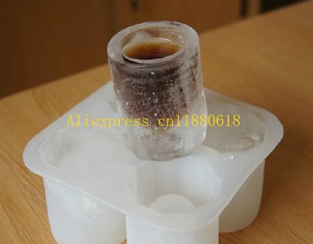 100pcs/lot 4 Cups Glass Shape Silicone Ice Cube Maker Freeze Mould Drink Party Ice Tray tool