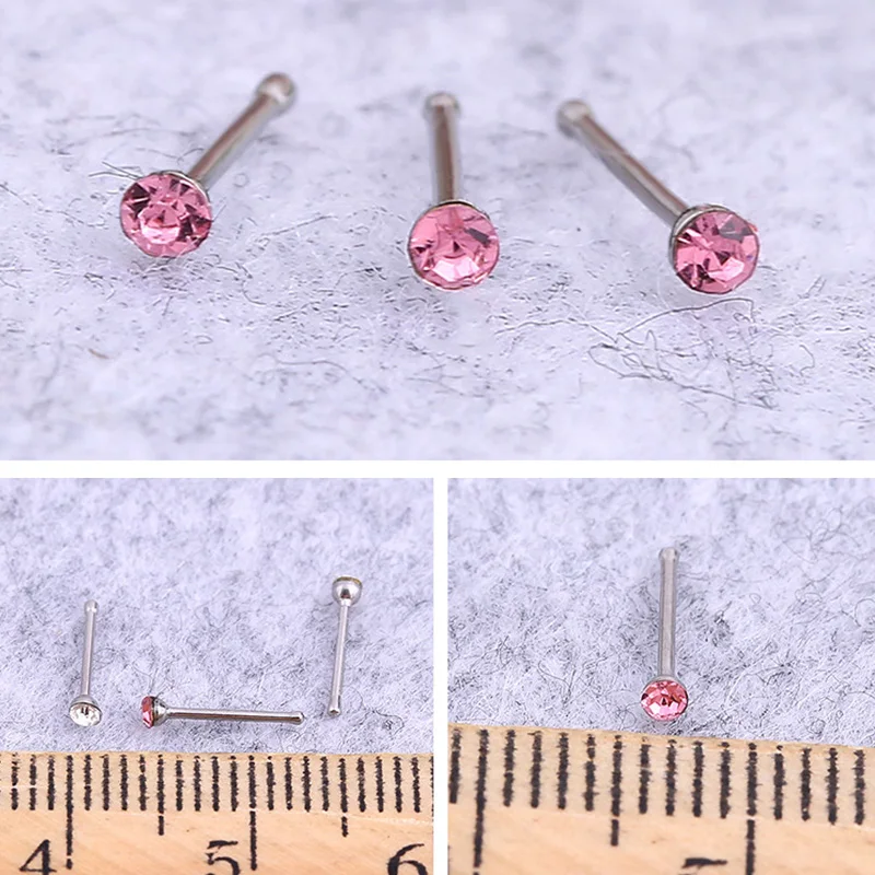 60Pcs PIERCING Pendiente Cristal De La Nariz Oreja Aguja Diamantes De  Imitación