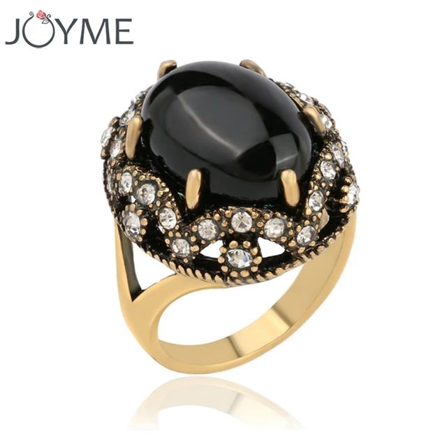 Joyme Antique Engagement Finger Black Ring Whole Gold Rhinestone Joyme Antique Engagement Finger Black Ring Whole Gold Rhinestone Boho Ethnic Wedding Rings For Women Indian