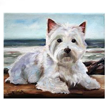 

seaside westie dog 5d Diy Diamond Painting Cross Stitch,Diamond Embroidery Full Square Mosaic art Christmas gift Z1061