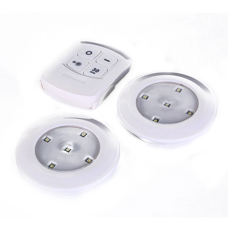 1PC Led Night Light Remote Control Cabinet Light Wireless Spot Light Stick-On Anywhere Tap Night Lamps Battery Not Included