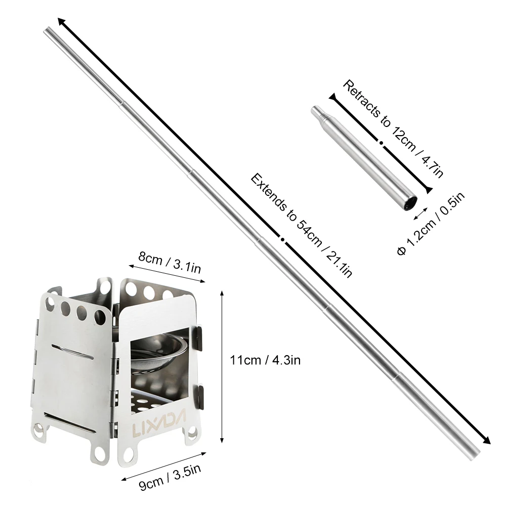 Lixada портативная Легкая Складная дровяная плита из нержавеющей стали с карманами, спиртовая плита для приготовления пищи, кемпинга, альпинизма - Цвет: Stove with Bellow