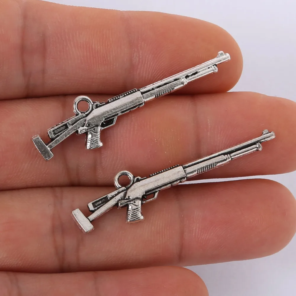 Free Shipping 6pcs 45*11MM antique silver Alloy Gun charms Pendant Jewelry Findingsin Charms
