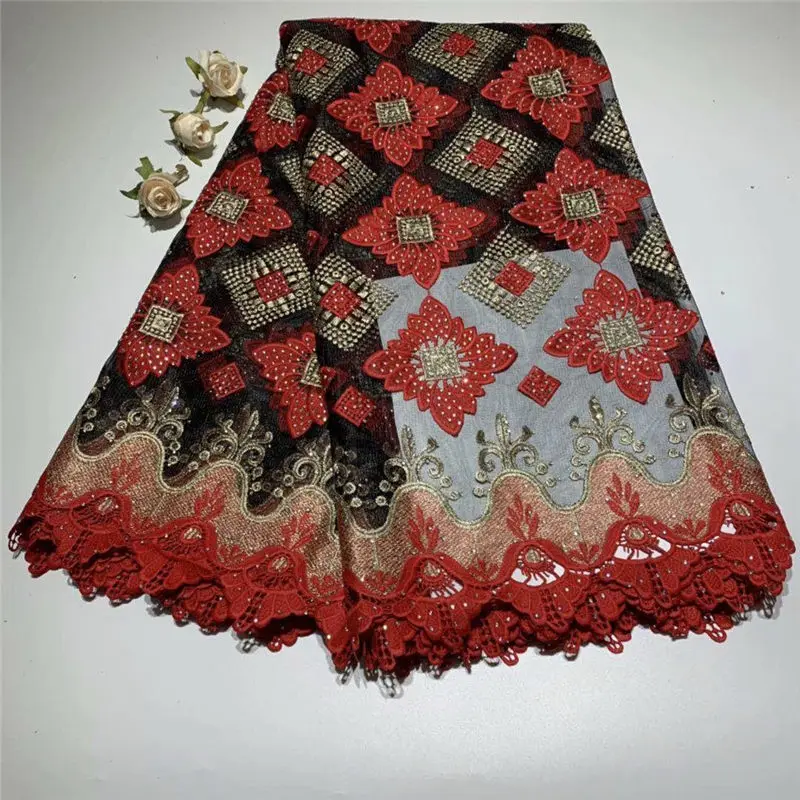 

ZQ!Best Selling African Lace Fabric Nigerian French Fabric 2019 High Quality African French Tulle Lace Fabric with stones!P30956