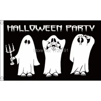 

Halloween sign 5ft *3ft- 100% polyester buckle - cartoon ghost flag