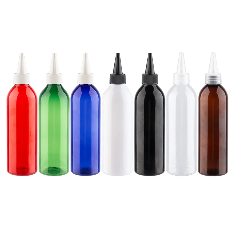 

250ml X 25 Empty Water Lotion Plastic Bottles With Twist Top Cap E Liquid Packaging Containers Glue Container With Pointed Top
