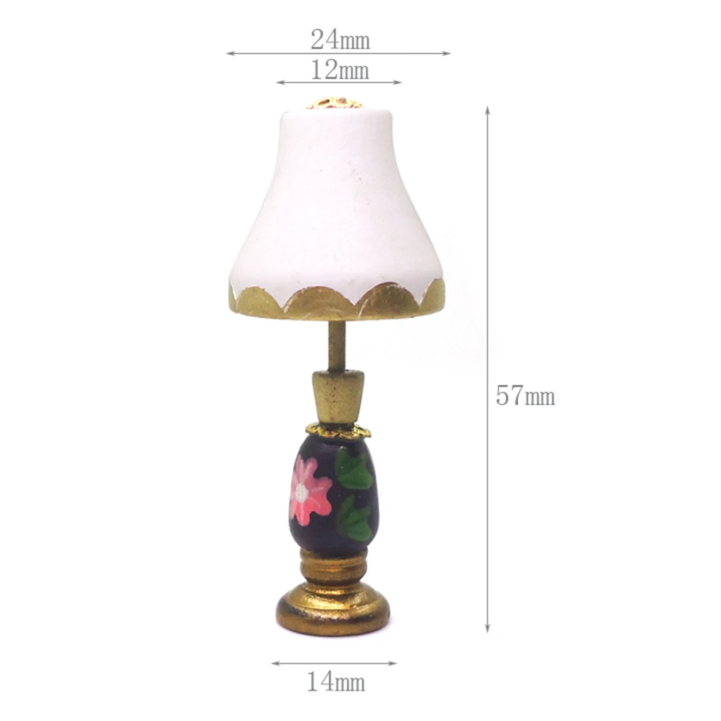 Dollhouse Light Lamp Toy 1/12 Miniatures Furniture Toy - Mini Table Lamp Desk Light Model Micro Landscape Accessory