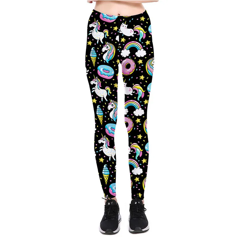 Leggings Fashion Womens Cartoon Ice Cream God Horse Leggings Print