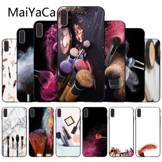 MaiYaCa используется макияж кисти для iPhone 4S SE 5C 5S 5 6 6S 7 8 Plus X XR XS MAX черный мягкий чехол