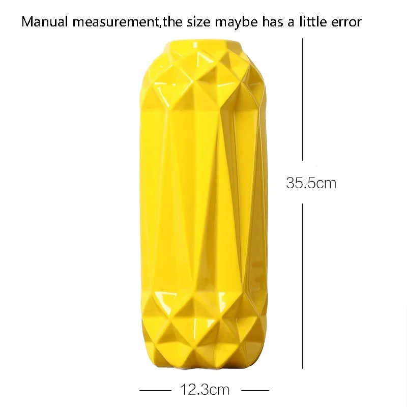 Желтые керамические геометрические вазы в стиле Северной Европы, украшение для дома, гостиной, искусственные цветы, держатель, Современная ваза, ремесла - Цвет: B