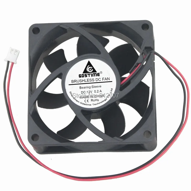 1 шт. Gdstime DC 12 В 2 контакта 7 см 70 мм 70x70x25 7025 Бесщеточный Охлаждающий вентилятор |