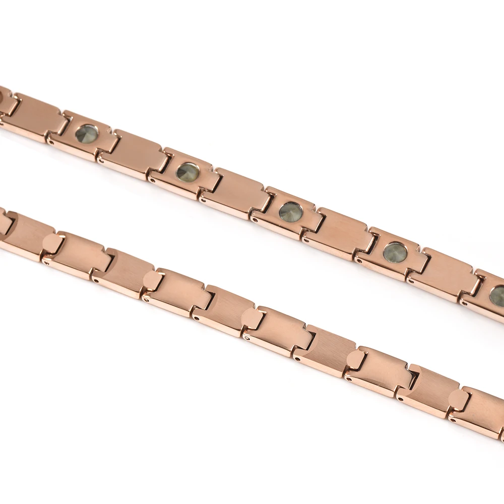 Вольфрамовый браслет Wollet Jewerly 99.999% из нержавеющей стали 316L розовое золото