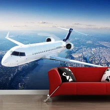 Частный самолет в голубом небе 3D обои papel де parede, гостиная ТВ диван стены спальни обои домашний декор Фреска