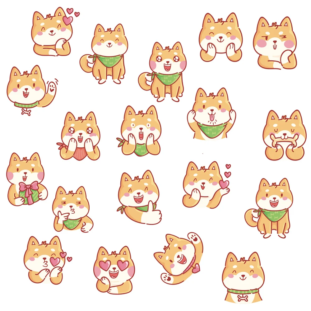 

Newest Creative DIY Mini Sticker Happy Shiba Inu Pattern Limited Edition Collection Album Diary Scrapbooking Label Sticker Gifts