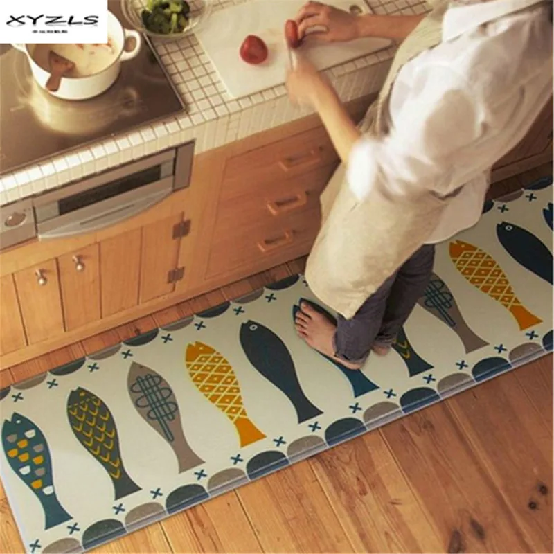 

XYZLS Anti-slip Fish Door Mats Alfombras Hall Bathroom Kitchen Home Rug Absorbent Coral Velvet Mats Carpet Striped tapete