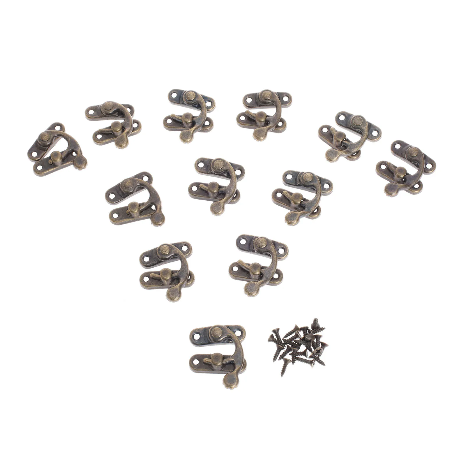 12Pcs Antique Bronze/Gold Padlock Hasp Hook Lock For Jewelry Wooden Box