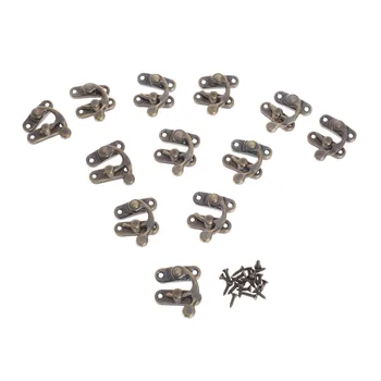 

12Pcs Antique Bronze/Gold Padlock Hasp Hook Lock For Jewelry Wooden Box Hasps Decorative Hasp Latch Furniture Hardware 28x28mm