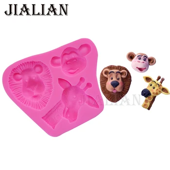

3D Lion Giraffe Monkey Fondant chocolate silicone mold for cake decorating tools clay/rubber Kitchen Baking mould T0923