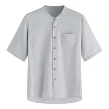 Льняная мужская летняя рубашка с коротким рукавом и карманом в китайском стиле, модная дизайнерская мужская рубашка высокого качества d90622