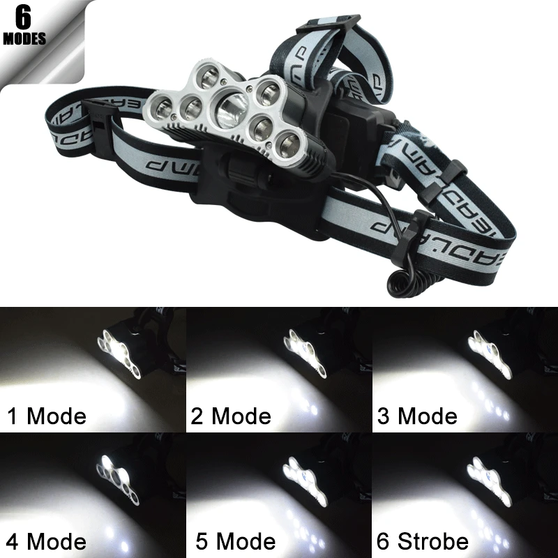 

Waterproof Rechargeable Frontal 7 LED T6 Headlamp Head Light Lamp Outdoor Lighting Headlight Head Torch Flashlight for Running