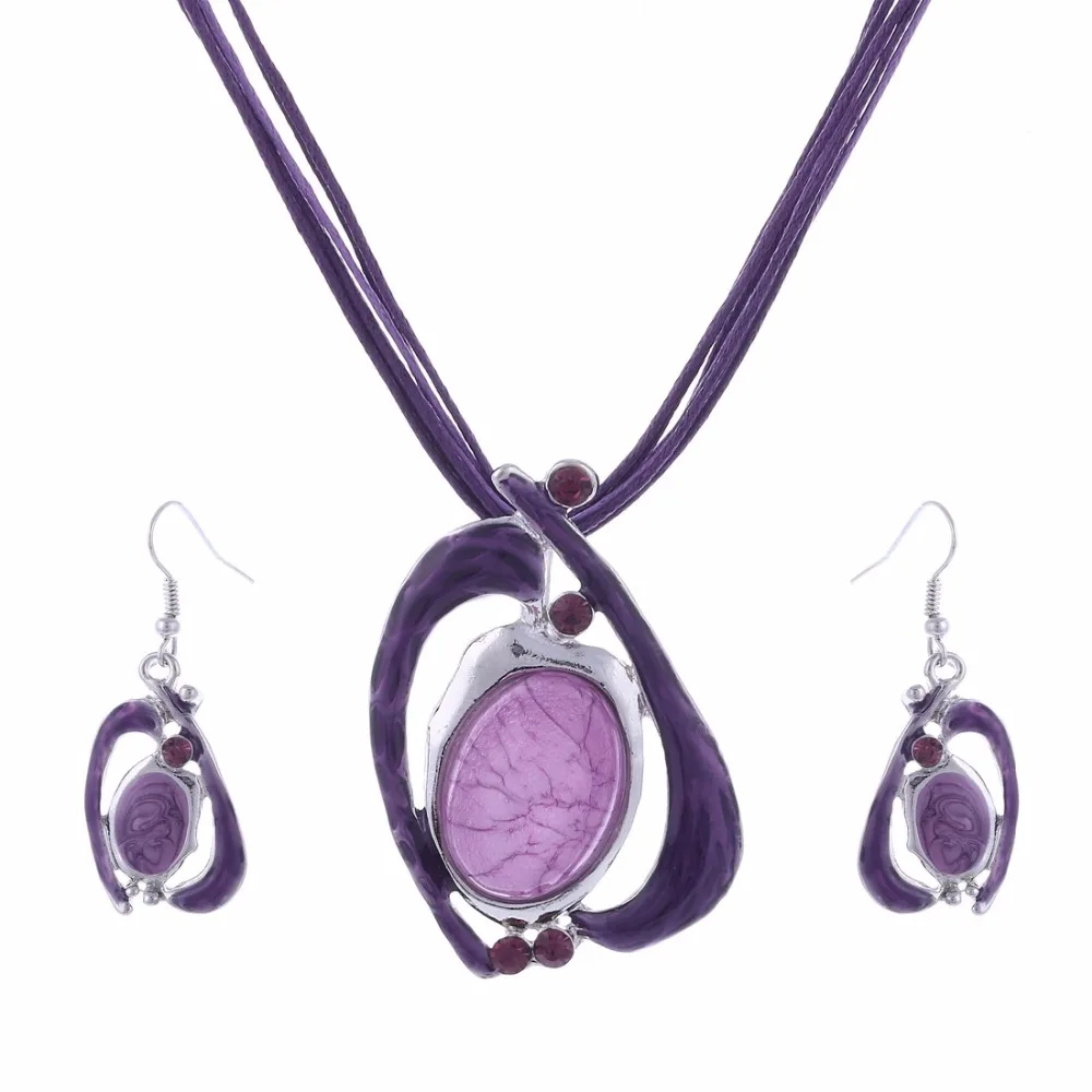 

African Wedding Jewelry Sets Lucite Beads Natural Stone Multilayer Chain Pendant Enamel Turkish Jewelry Set for Women