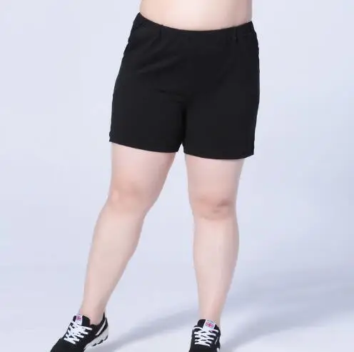 TUHAO летние женские шорты большого размера 4XL 5XL 6XL 7XL шорты большого размера s повседневные короткие женские брюки LS05 - Цвет: Черный