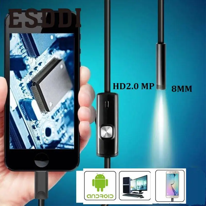 Esddi Новый 1/2/3.5/5 м 8 мм Android OTG телефон 2mp эндоскопа Водонепроницаемый светодиодных