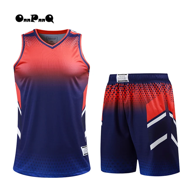Basketball Jerseys Set Men Basketball Gradient color Sleeveless Shirts