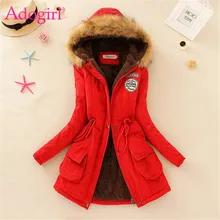 Adogirl de talla grande S-3XL mujeres con capucha Parkas con piel de imitación cálido invierno mezcla de lana Chaqueta de algodón abrigo grueso Casual prendas de vestir exteriores