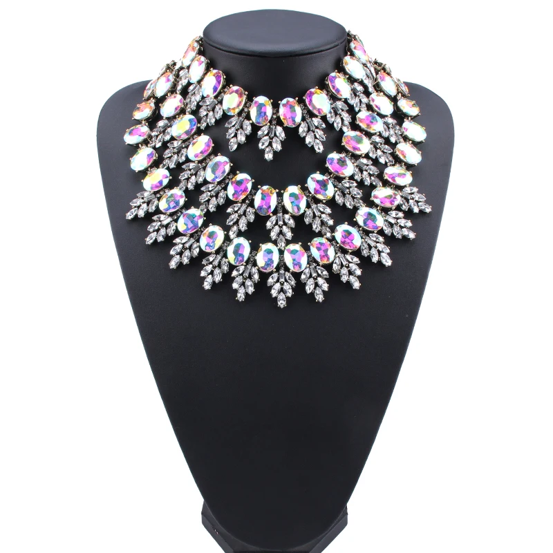 Dvacaman, большое многослойное ожерелье с подвеской, большое массивное ожерелье с кристаллами для женщин и девушек, Свадебное колье, вечерние ювелирные изделия, аксессуары