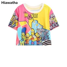 Hiawatha, женские топы, лето, мультяшный принт, короткий рукав, футболка для девочек, пончики, Круглый ворот, футболки T3359