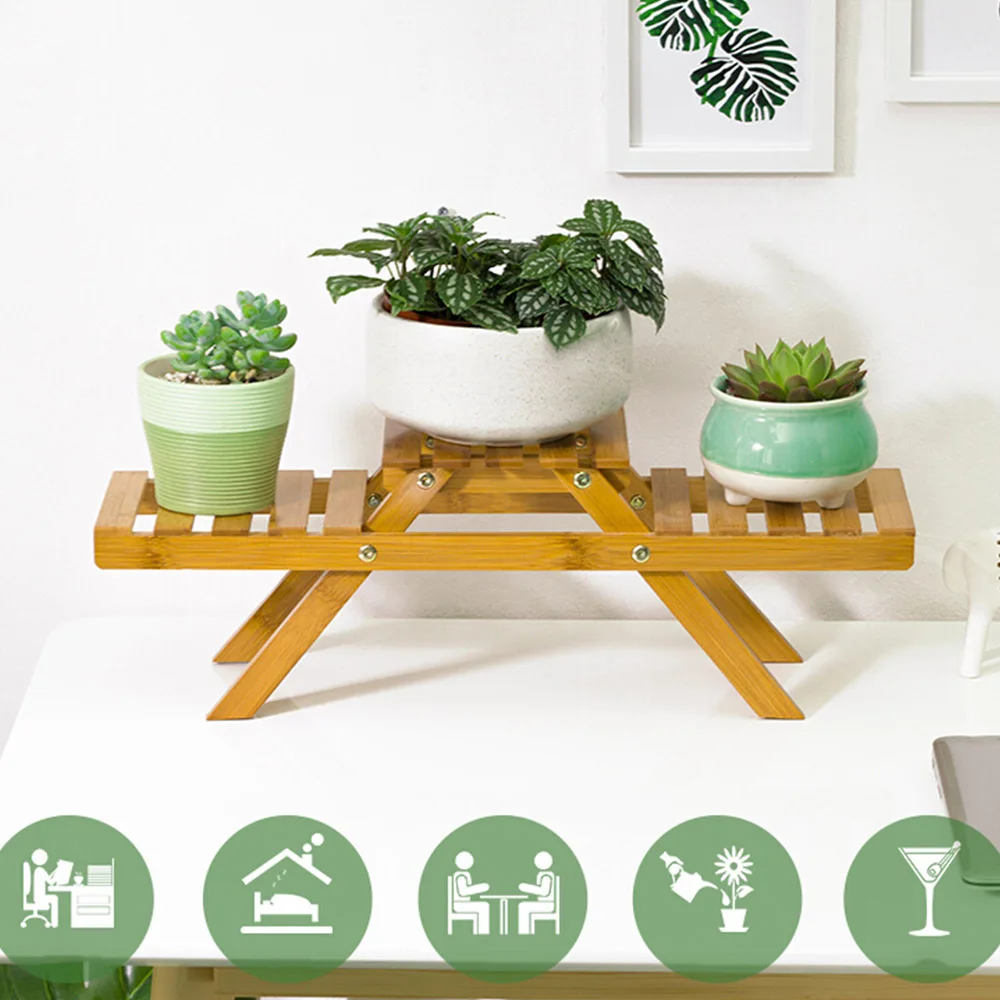

Wood Multi-Layer Flower Stand Folding Succulents Plant Bonsai Shelf Balcony Fleshy Flowerpot Shelf Shelves Home Garden Decor