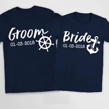 Пользовательские морской круиз Свадебный Мистер и миссис футболки невеста жених футболка медовый месяц Брак Подарки брак футболка танки футболки