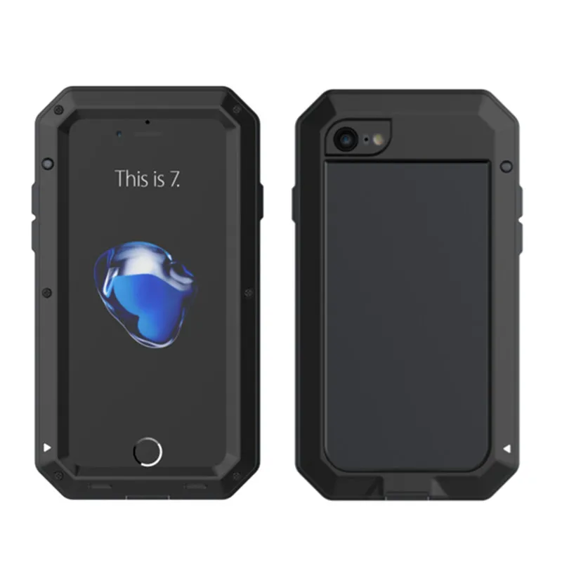 imágenes para Lujo doom vida a prueba de agua de metal para trabajo pesado armor case para iphone 7 7 plus cubierta a prueba de golpes de aluminio + vidrio templado imágenes para Lujo doom vida a prueba de agua de metal para trabajo pesado armor case para iphone 7 7 plus cubierta a prueba de golpes de aluminio + vidrio templado
