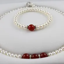 Модные Классические Настоящее пресной воды Ювелирные изделия из жемчуга, Цепочки и ожерелья браслет серьги комплект украшений аксессуар для очарование Для женщин